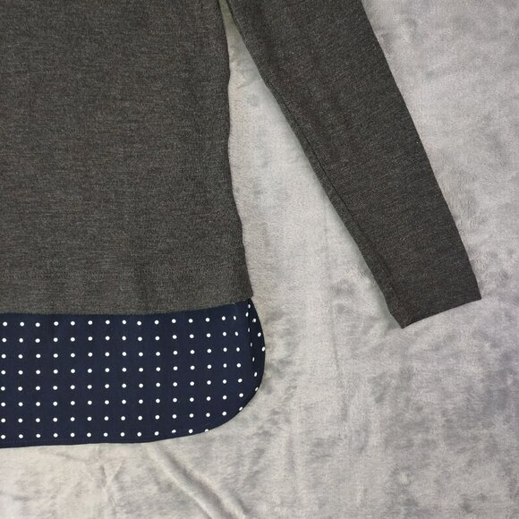 J Crew Mercantile Womens Top XXS Gray Polka Dot Layered Look Long Sleeve‎ Casual - Picture 7 of 10